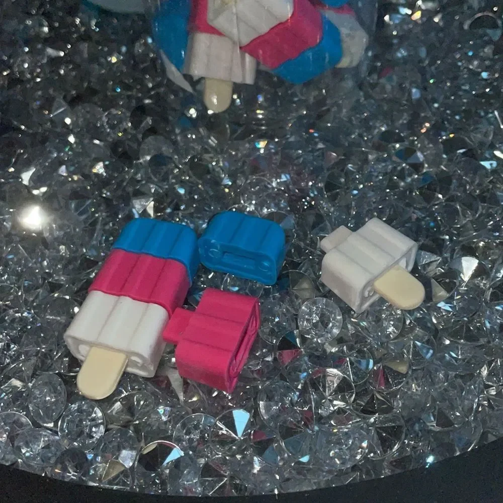 3/$15 New Eccolo set of 10 pink white blue erasers in the shape of popsicles